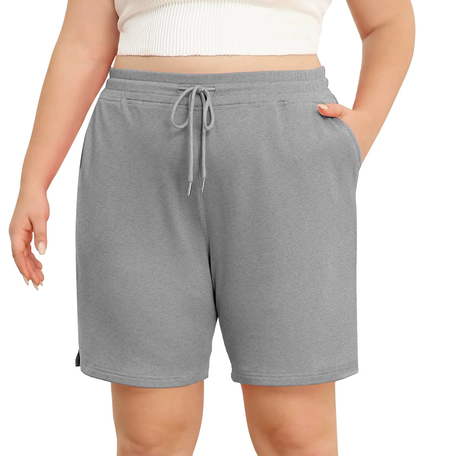 Essential Solid Drawstring Pocket Sporty Shorts