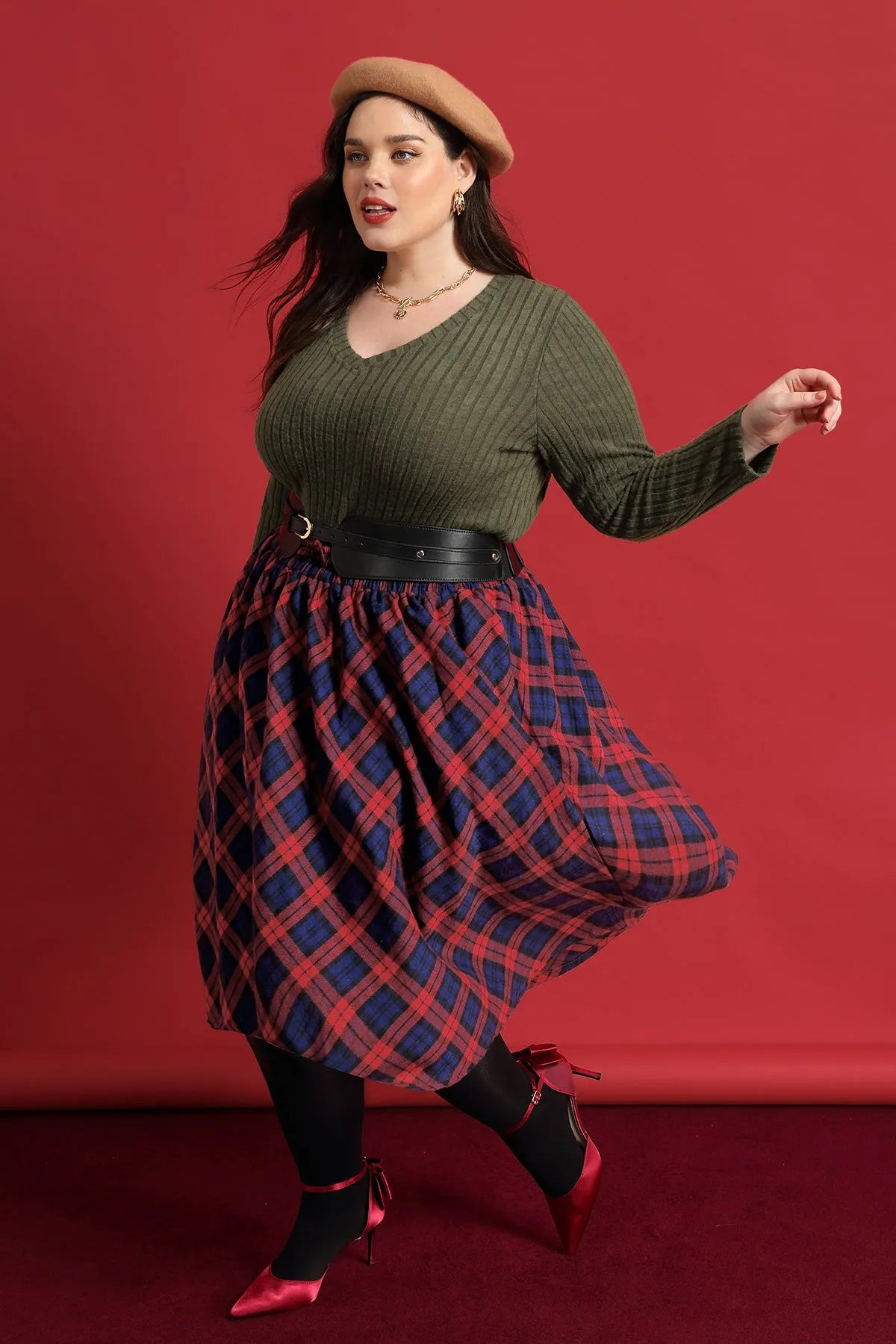 Christmas plaid hotsell long skirt