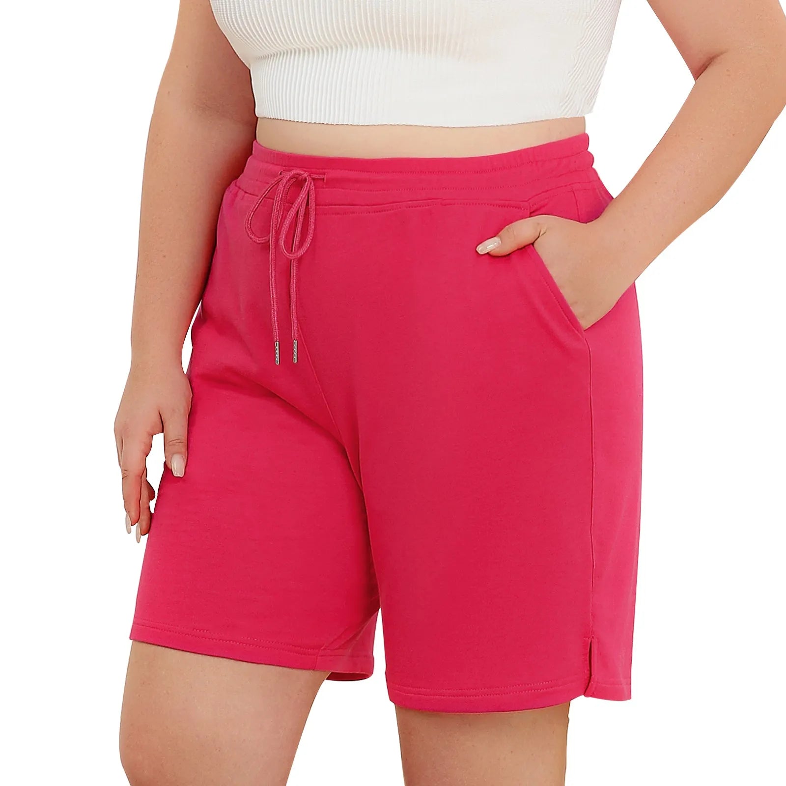 Solid Drawstring Pocket Sporty Short