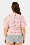 Star Print V Neck Soft Short Sleeves T-shirt