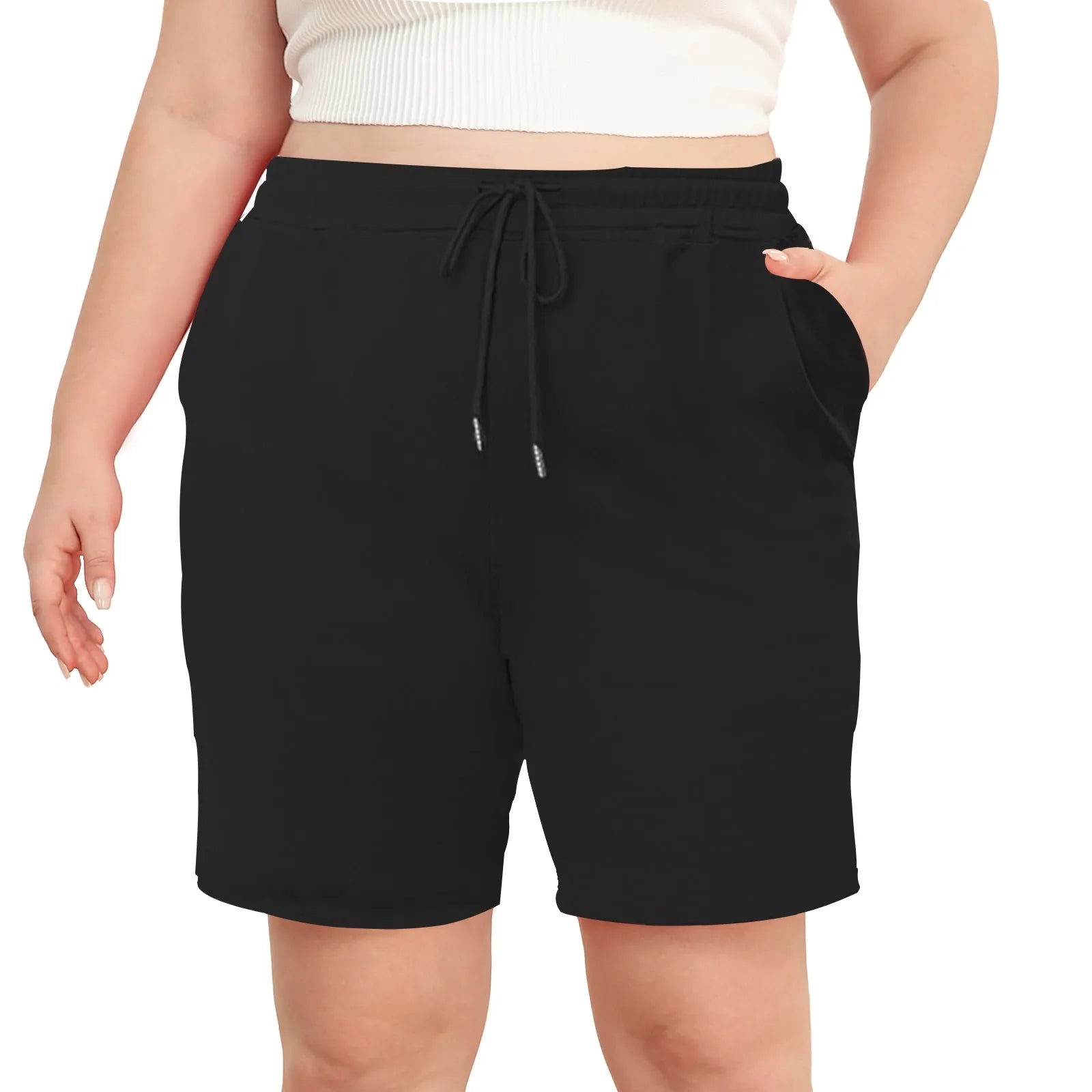 Solid Drawstring Pocket Sporty Short