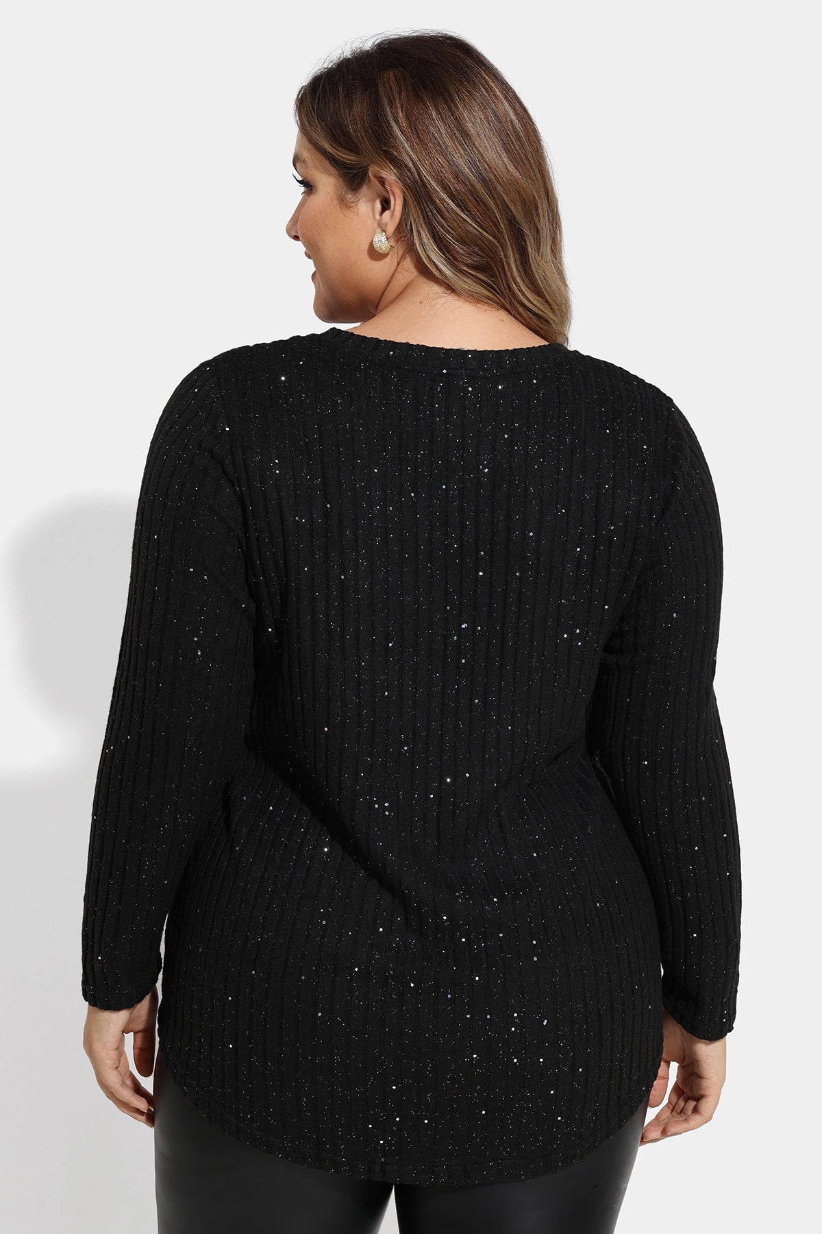 Sparkle Glitter Sequin Velvet Texture Long Sleeve Shirt