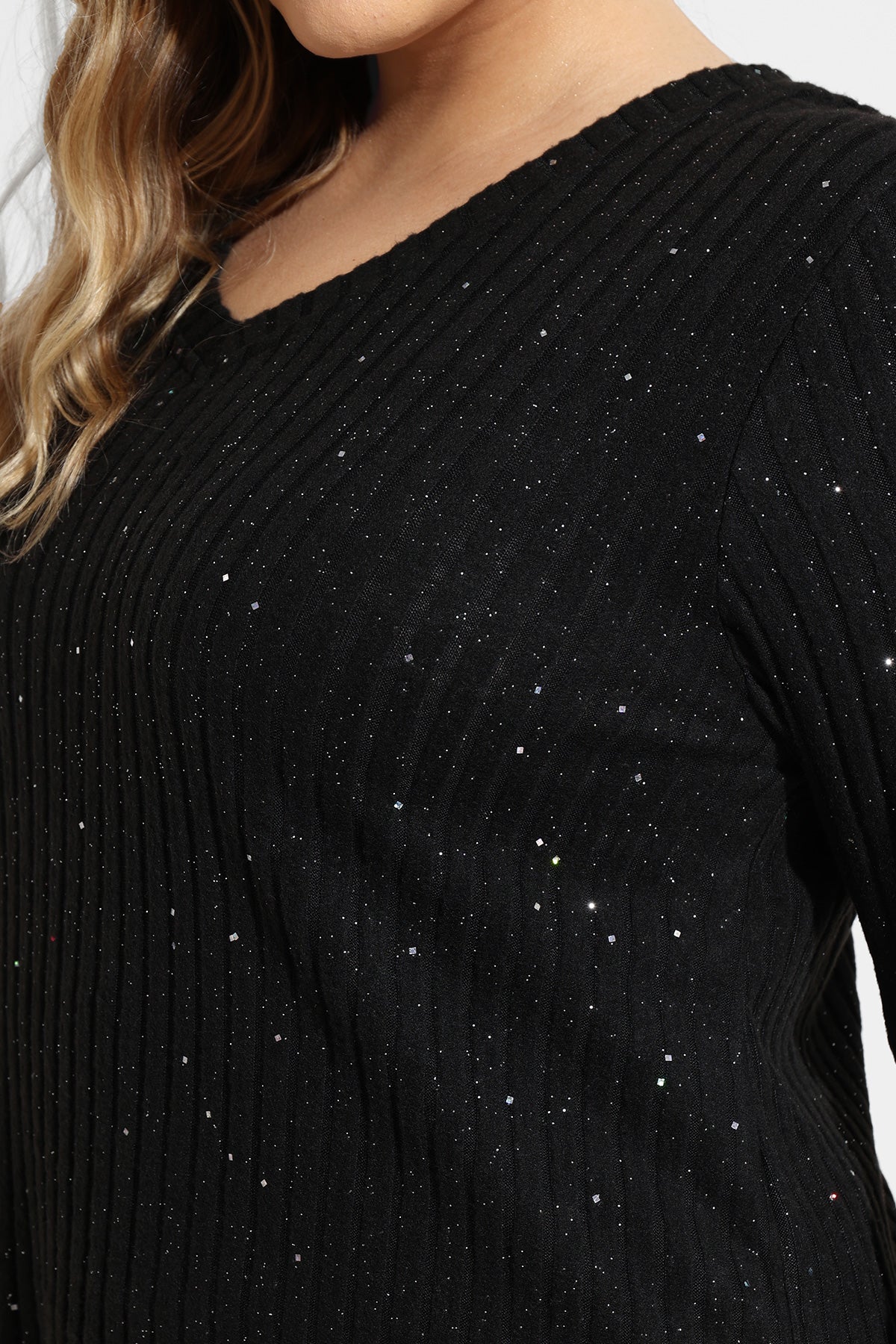 Sparkle Glitter Sequin Velvet Texture Long Sleeve Shirt