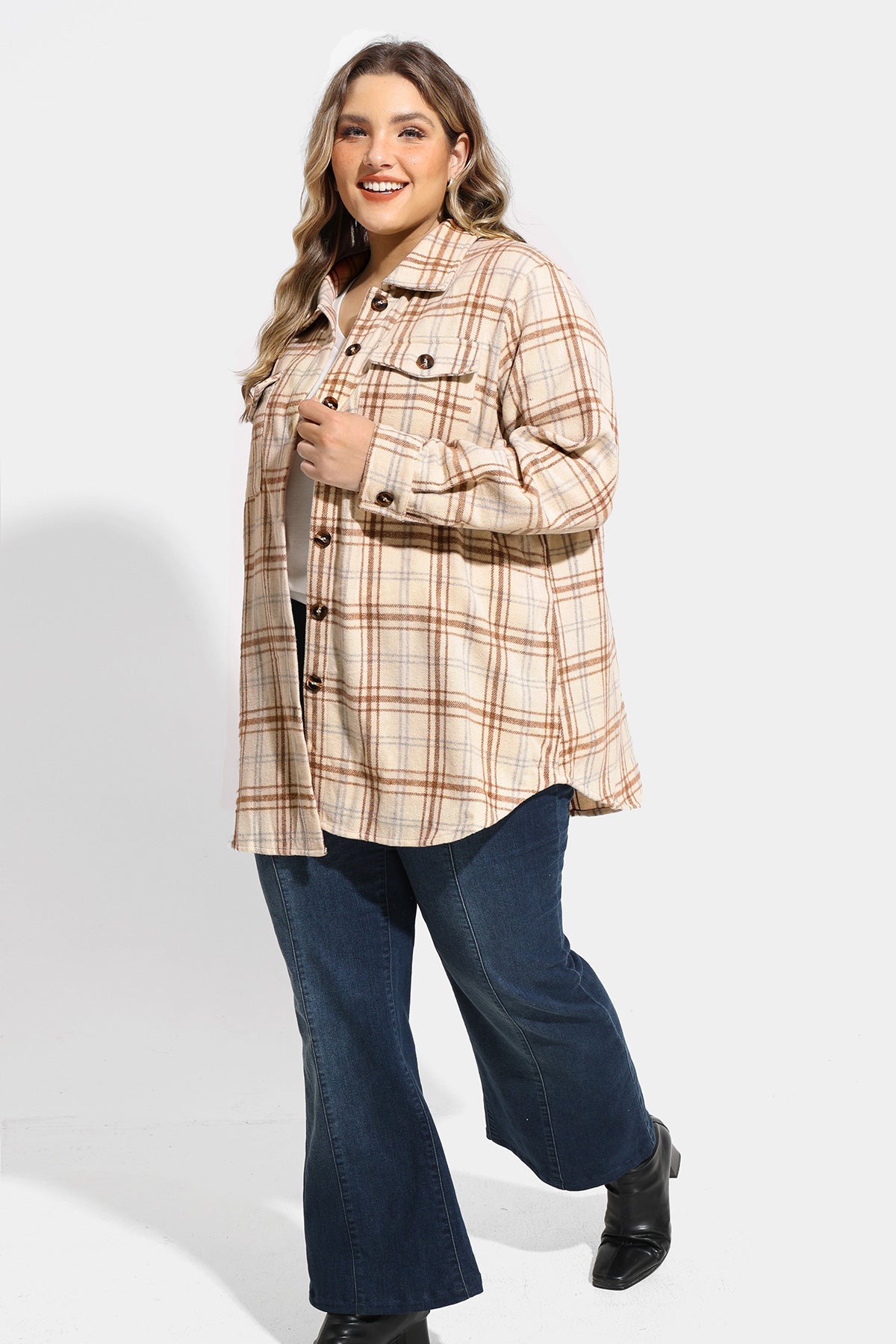 Ritera Pocket Plaid Button Down Flanner T-Shirt