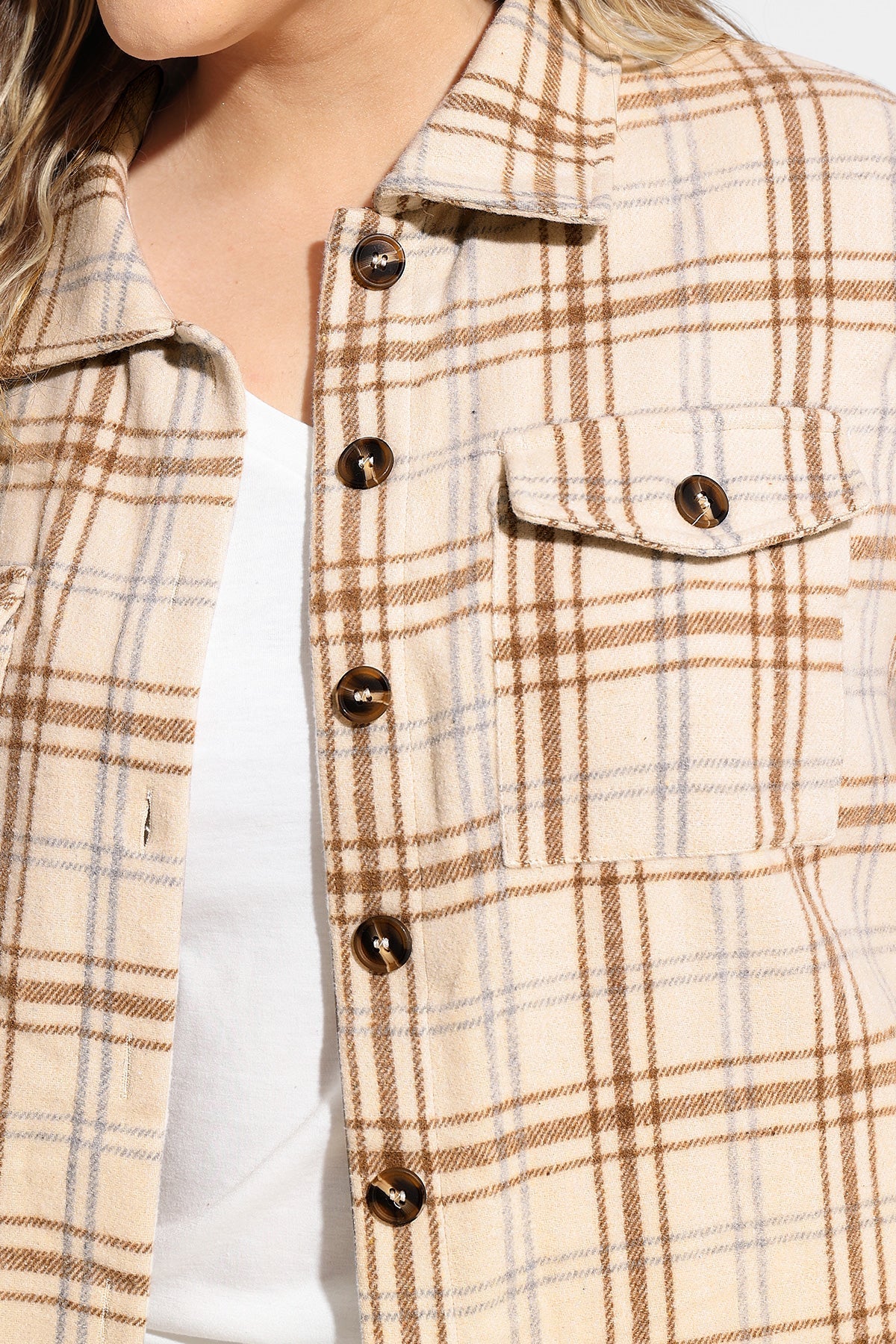 Ritera Pocket Plaid Button Down Flanner T-Shirt