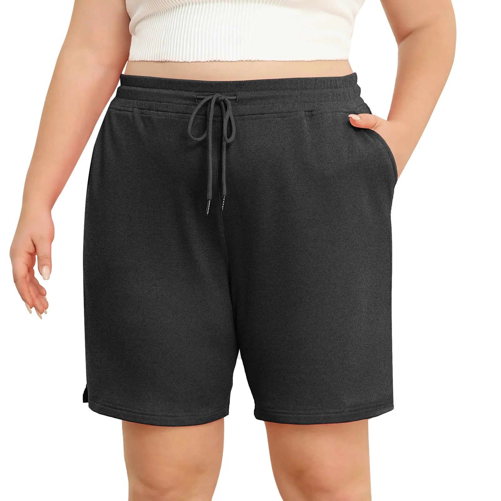 Essential Solid Drawstring Pocket Sporty Shorts